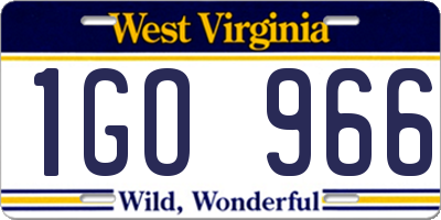 WV license plate 1GO966