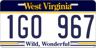 WV license plate 1GO967