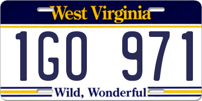 WV license plate 1GO971