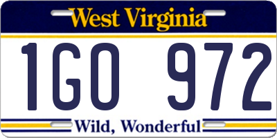WV license plate 1GO972