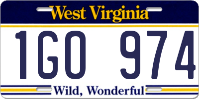 WV license plate 1GO974