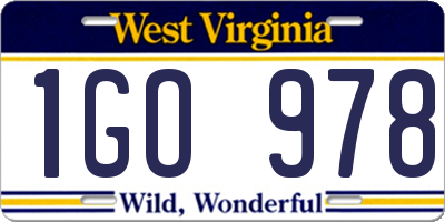 WV license plate 1GO978