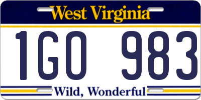 WV license plate 1GO983
