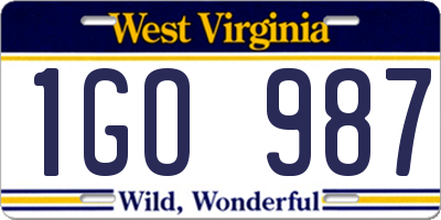 WV license plate 1GO987