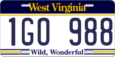 WV license plate 1GO988