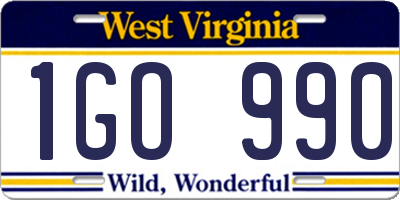 WV license plate 1GO990