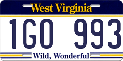 WV license plate 1GO993