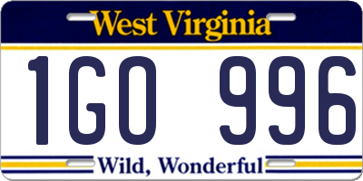 WV license plate 1GO996