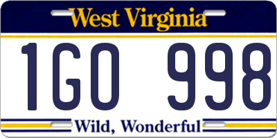 WV license plate 1GO998