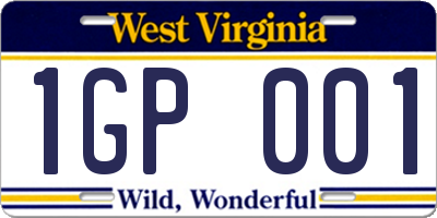 WV license plate 1GP001