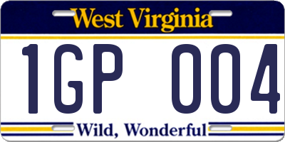 WV license plate 1GP004