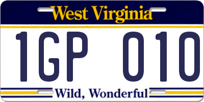 WV license plate 1GP010