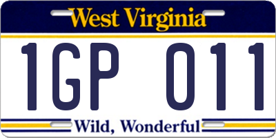 WV license plate 1GP011