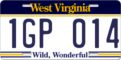 WV license plate 1GP014