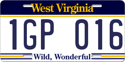 WV license plate 1GP016