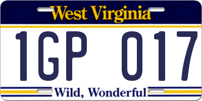 WV license plate 1GP017