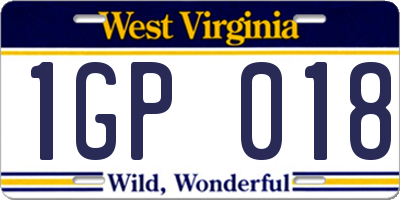 WV license plate 1GP018