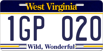 WV license plate 1GP020