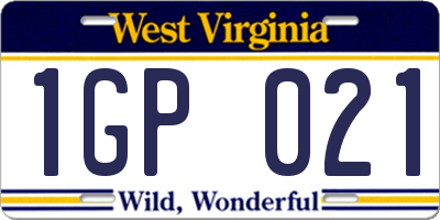 WV license plate 1GP021
