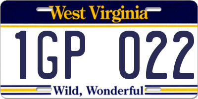 WV license plate 1GP022