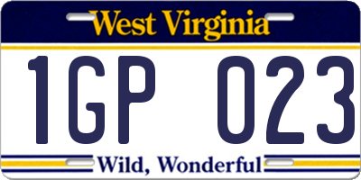 WV license plate 1GP023