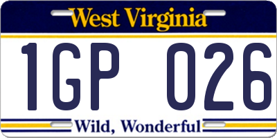 WV license plate 1GP026