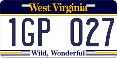 WV license plate 1GP027