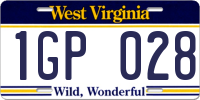 WV license plate 1GP028