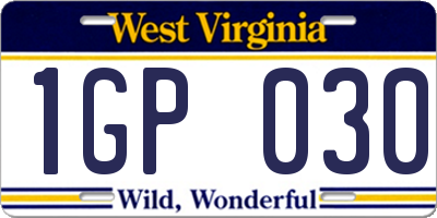 WV license plate 1GP030