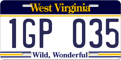 WV license plate 1GP035