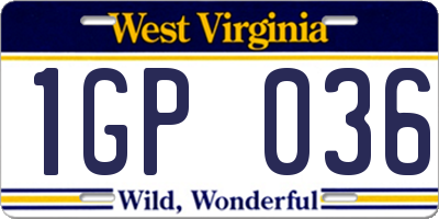 WV license plate 1GP036