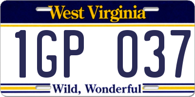 WV license plate 1GP037