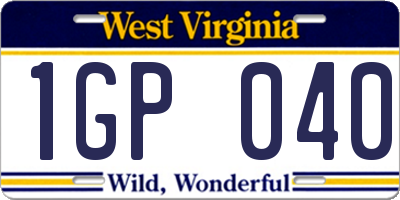 WV license plate 1GP040