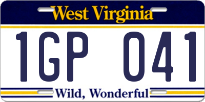 WV license plate 1GP041
