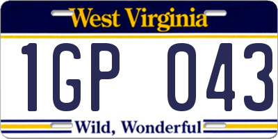 WV license plate 1GP043