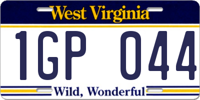 WV license plate 1GP044