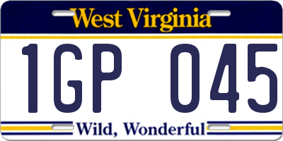 WV license plate 1GP045