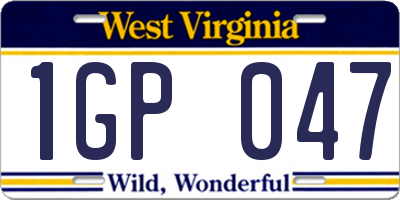 WV license plate 1GP047