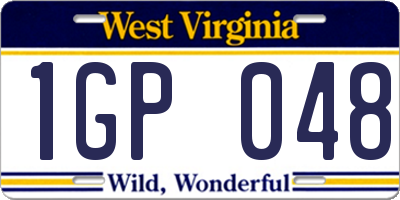 WV license plate 1GP048