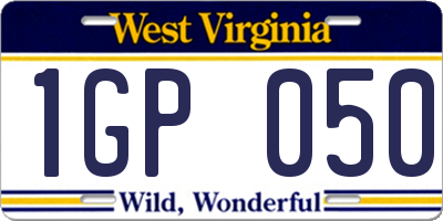 WV license plate 1GP050