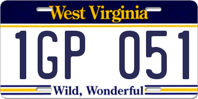 WV license plate 1GP051