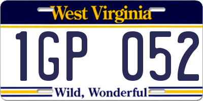 WV license plate 1GP052
