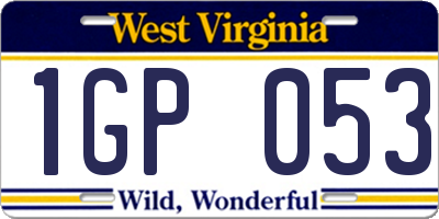 WV license plate 1GP053