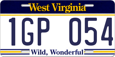 WV license plate 1GP054