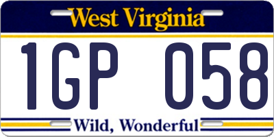 WV license plate 1GP058