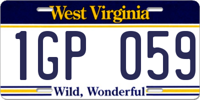 WV license plate 1GP059