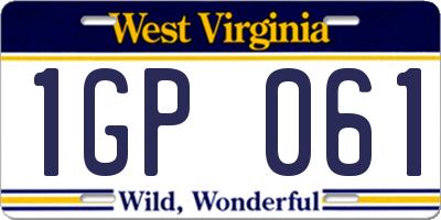 WV license plate 1GP061