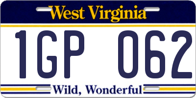 WV license plate 1GP062