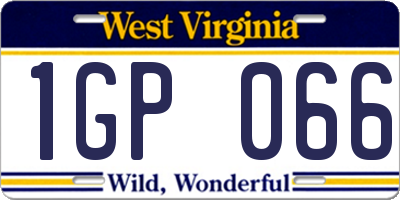 WV license plate 1GP066