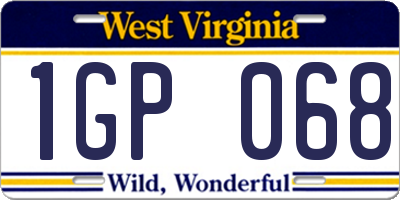 WV license plate 1GP068